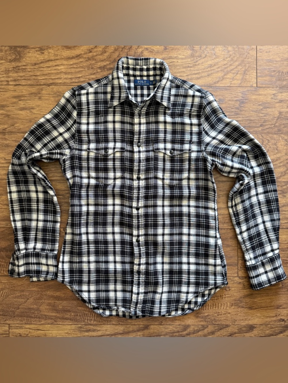 Ralph Lauren Black and White Plaid Button-Down Shirt